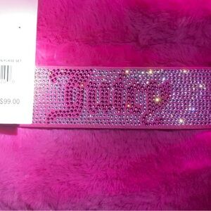 Juicy Couture fuzzy pink rhinestone purse with mini bag